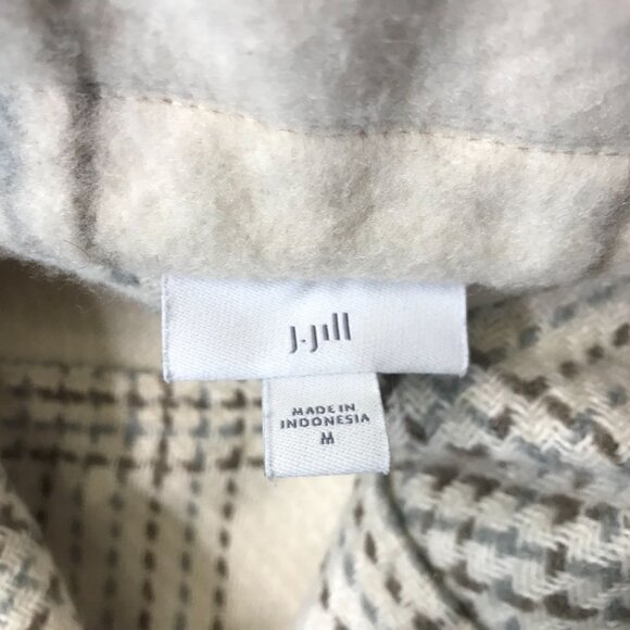 J. JILL ~ WOMENS MEDIUM ~ CREAM BUTTON UP SHIRT JACKET SHACKET - Picture 7 of 7